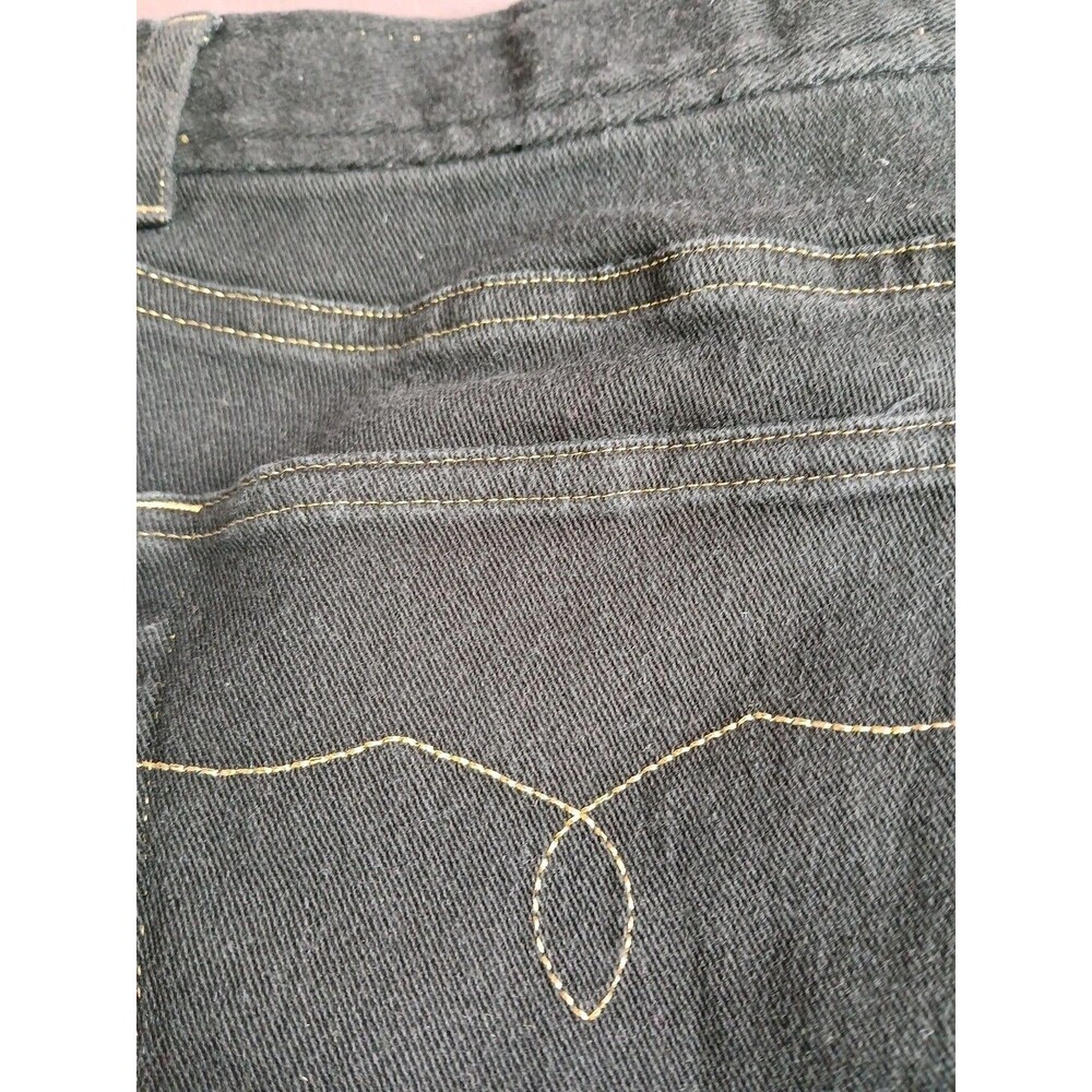 Lauren Jeans Co. Ralph Lauren Black Straight-Skinny Gold Stitch/Button Size 4 - Picture 15 of 16